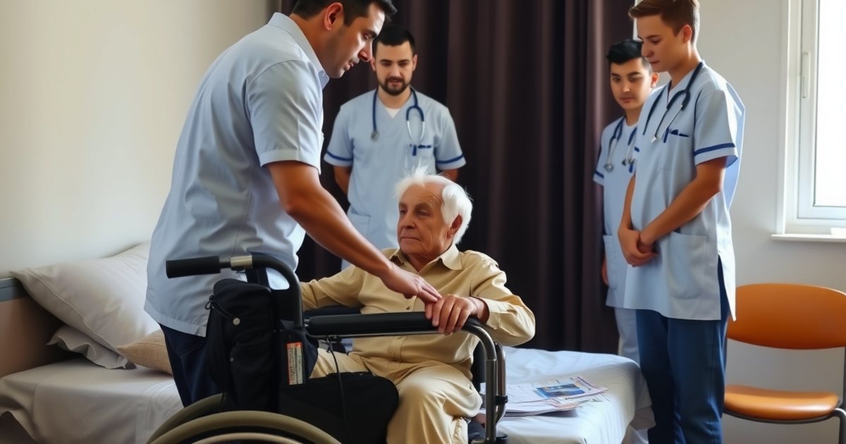 تدريب عمليّ على نقل شخص من السرير إلى الكرسيّ المتحرّك بأمان، وهي مهارة أساسيّة لحماية المسنّ ومقدّم الرعاية معًا.