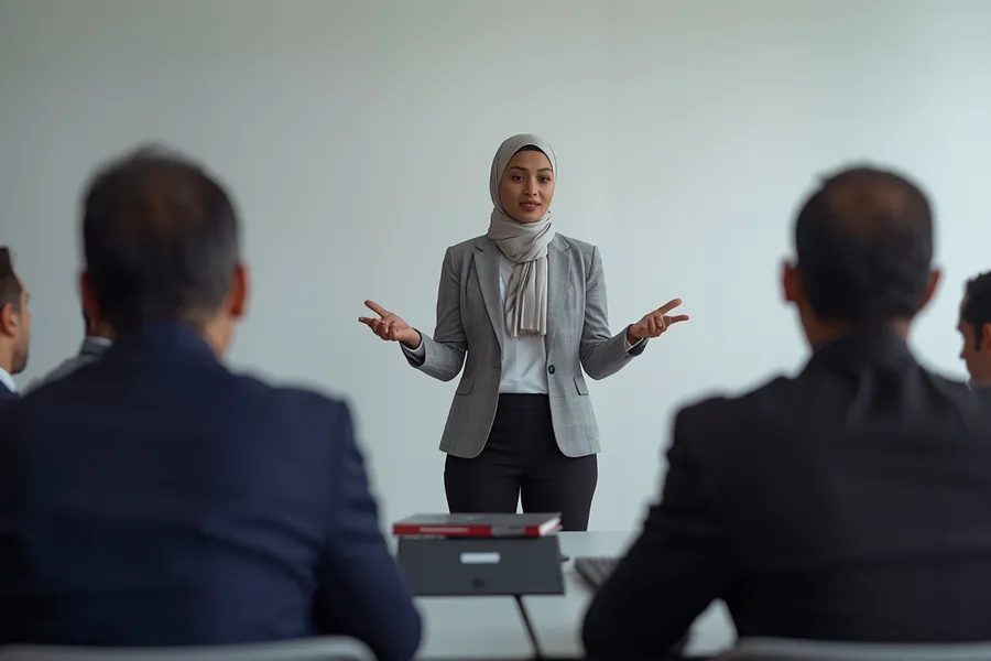 Une formatrice anime une session pour des employés